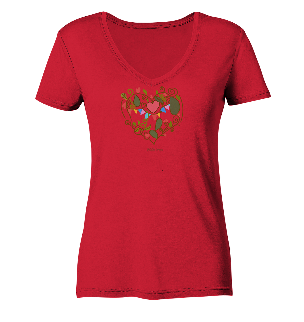 Dein Herz findet Ruhe - Ladies Organic V-Neck Shirt