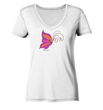 Lade das Bild in den Galerie-Viewer, Das Glück ist ein Schmetterling  - Ladies Organic V-Neck Shirt
