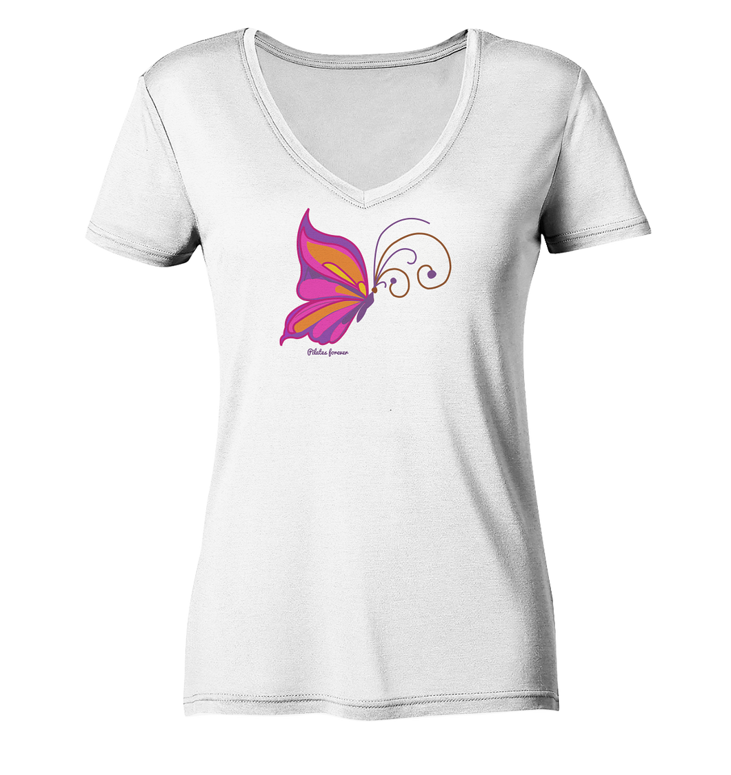 Das Glück ist ein Schmetterling  - Ladies Organic V-Neck Shirt